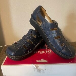 Alegria Pesca leather fisherman comfort sandals navy blue size 39